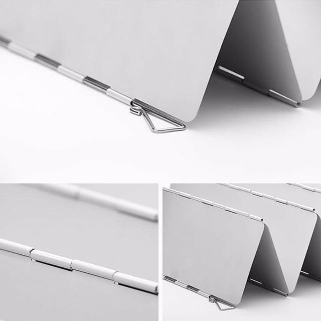 Gas Stove Wind Shield Sturdy windshield; Portable Outdoor Aluminum Alloy 9 Plates Barbecue Windproof Screen Protection Accessory Cooker Guard Cover