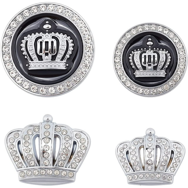 Paquete de 4 pegatinas redondas planas con el logotipo del coche de la corona de cristal de platino con calcomanías con el logotipo de la corona oso de fresa Electrónica