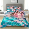 thumbnail image 4 of Ocean Beach Comforter Set Palm Tree Tropical Bedding 4 Pcs Pink Sunset Blue Coastal Romantic Natural Comforter Hawaii Beach Bedroom Decor, 4 of 12