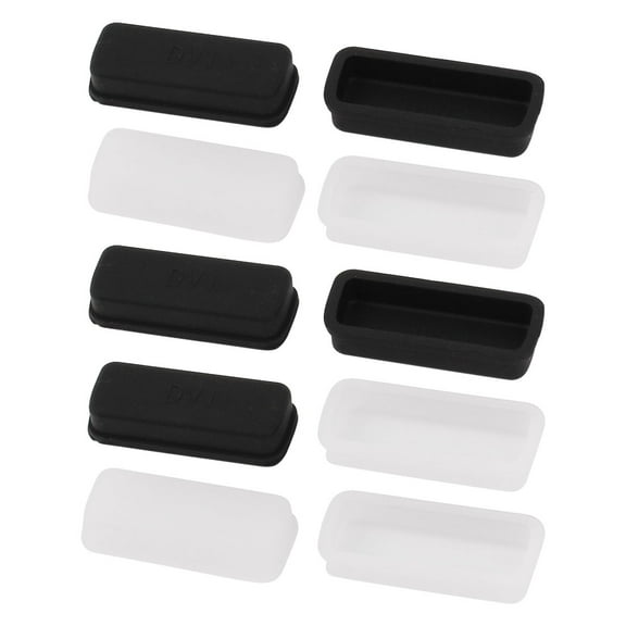 10 Pcs Black Clear Silicone Anti Dust Protector Cover for DVI Video Port