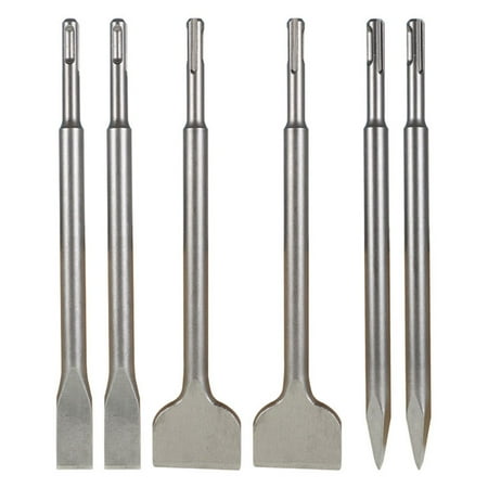 

6 Pcs SDS Plus Chisel Set 40Cr Steel Concrete Drill Bit Set Rotary Hammer Bits Chisel Set Including Point Chisel 20mm Flat Chisel 40mm Flat Chisel
