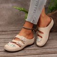 thumbnail image 6 of Womens Embroidered Boho Mule Sandals Comfortable Adjustable Buckle Straps Closed Toe Wedge Heels Faux Faux Leather White,Size 6.5, 6 of 9