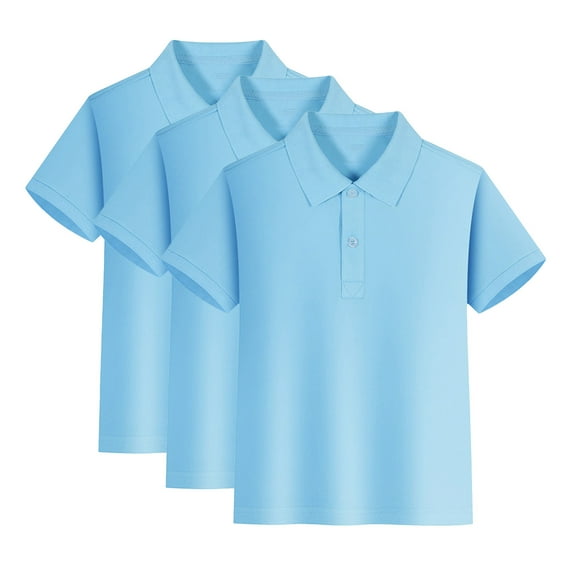 Cnuiaeg Kids' Button-Up Short Sleeve Shirt - Soft Solid Color Top for Boys & Girls, Casual & School Wear,Color Blue,Size 9-10 Years