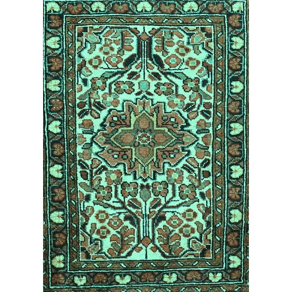 Ahgly Company Machine Washable Indoor Rectangle Persian Turquoise Blue Traditional Area Rugs, 5' x 7'