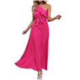 thumbnail image 1 of PENGXIANG Women‘s Ruffle One Shoulder Dress with Belt A-line Cocktail Party Dress, 1 of 7
