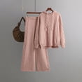 thumbnail image 6 of Women's Autumn Winter 2-Piece Knitted Set - Hoodie + Wide Leg Pants, Solid Color, Elastic Waist, One Size, 6 of 6