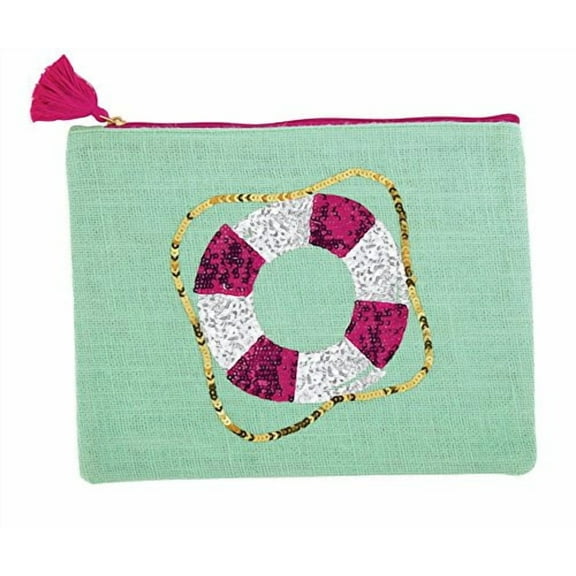 Mud Pie Women's Fashion Maya Bay Dazzle Jute Carry-All Case (Life Preserver)