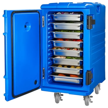 KFFKFF Food Pan Insulator, 127 Qt Catering Hot Container, Food Transporter with Dual Clasps, Front Entry Food Heat Preserver with Grips, Terminal Loader with Rollers for Eatery, Mess Hall