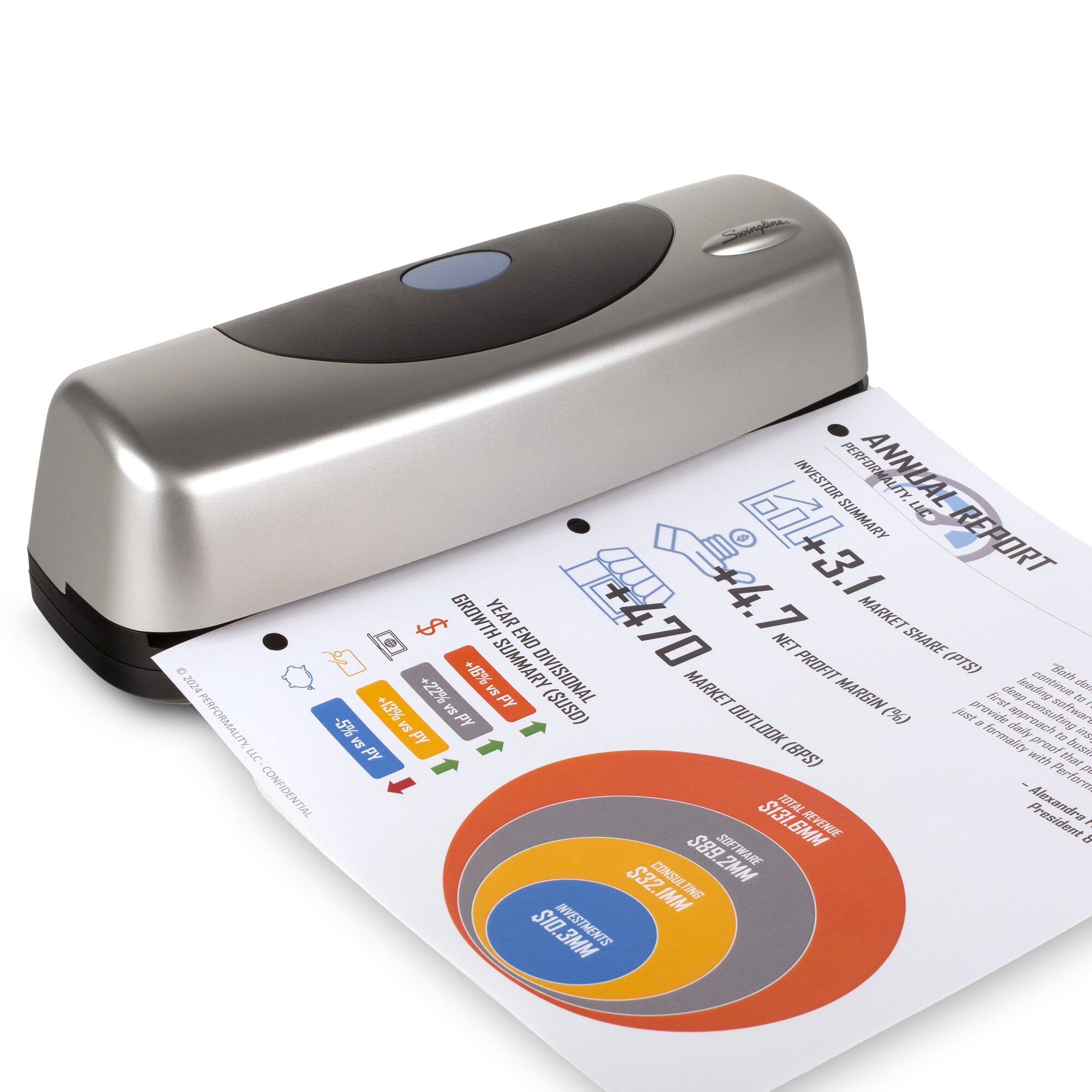 Swingline Electric Portable Desktop Punch 3 Holes 8 12 Centers 15 Sheets -