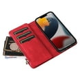 thumbnail image 5 of Zipper Wallet Case for iPhone 14 Plus Large Capacity Card Slots Holder Magnetic Clasp Cover, Luxury PU Leather Anti-Shock Flip Folio Case with Kickstand Wrist Strap Handbag Protective Case,Red, 5 of 9
