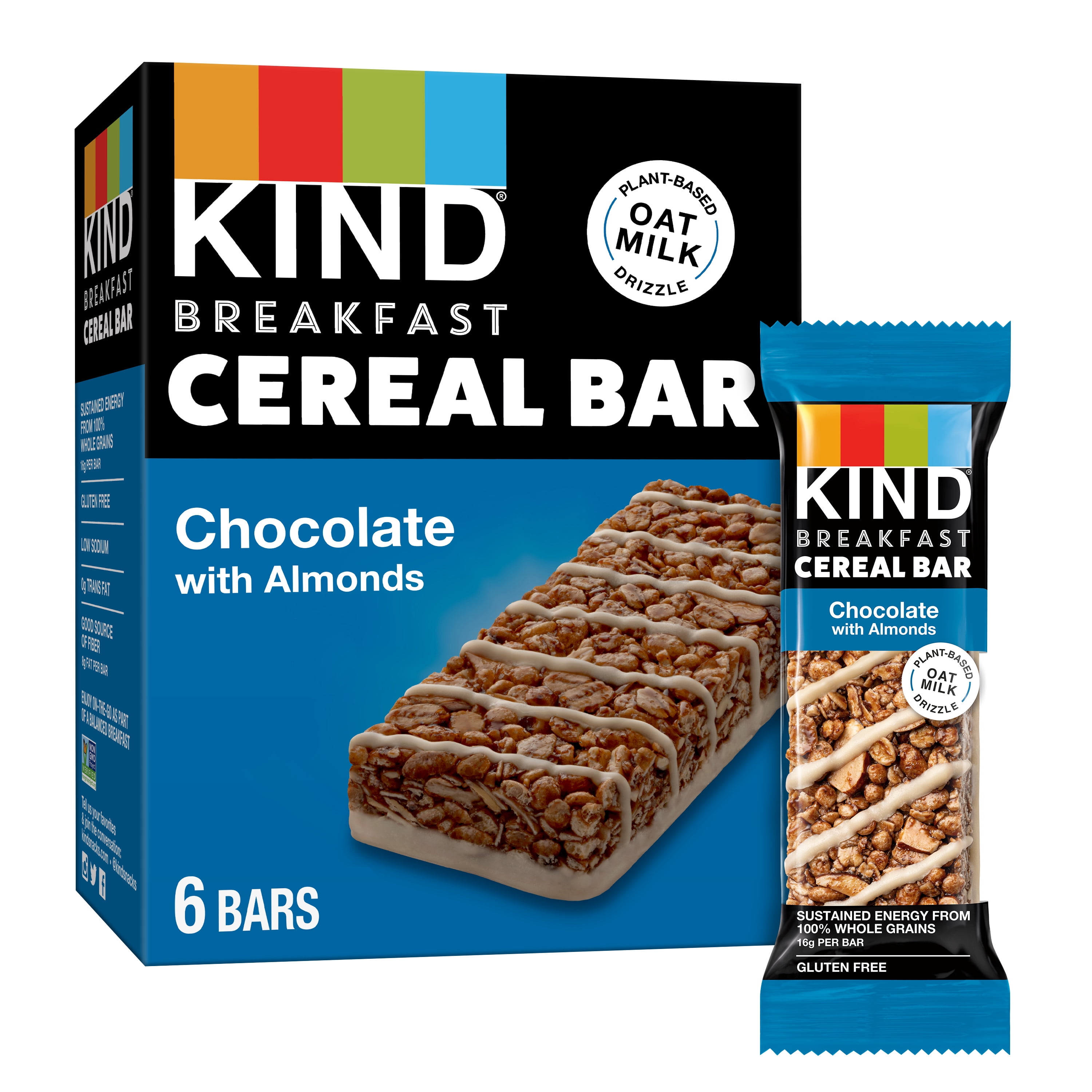KIND Breakfast Cereal Bars, Gluten Free Snacks, Chocolate with Almonds