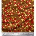 thumbnail image 1 of Soimoi Poly Georgette Fabric Leaves & Anagallis Arvensis Floral Print Sewing Fabric Yard 52 Inch Wide, 1 of 1
