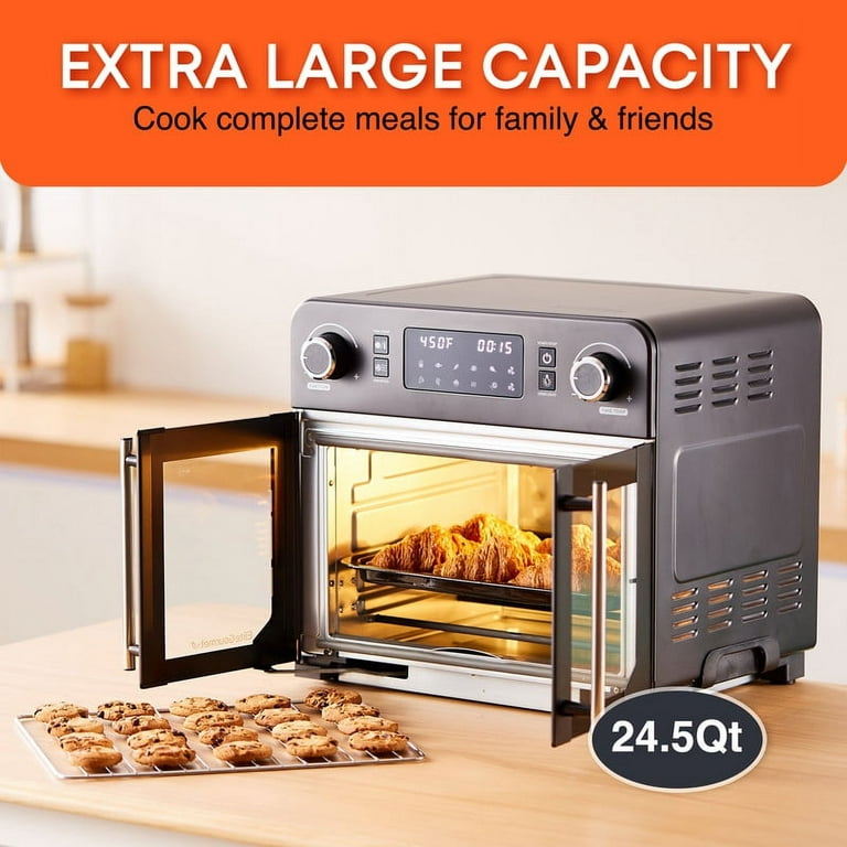  Elite Gourmet EAF1222SS Air Fryer Oven Double French Doors,  Bake, Grill, Roast, Broil, Rotisserie, Toast, Warm, Air Fry, Dehydrate,  1500 Watts, with 25 Recipes, 12L. Capacity, Stainless Steel: Home & Kitchen