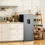 Galanz 6.5 Cu Ft Compact Refrigerator with Water Dispenser – Single Door Mini Fridge, Stainless Steel Look, ENERGY STAR