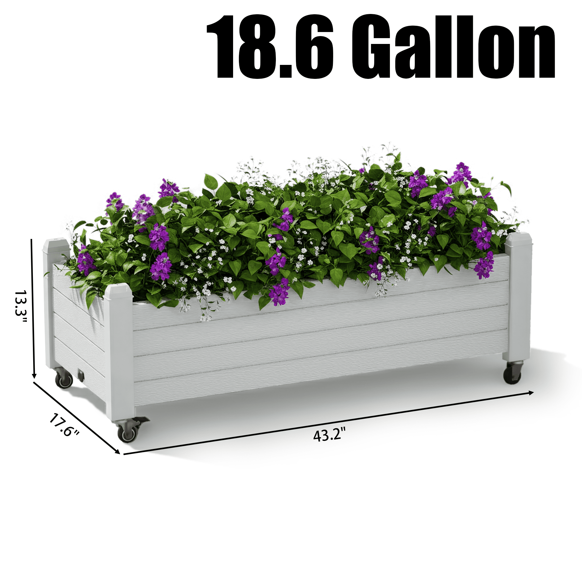 Bifanuo Durable Resin Raised Garden Bed, Plant Stand with Lockable Wheels for Flowers, Vegetables,Herbs- Perfect for Backyard, Patio, and Balcony(White)