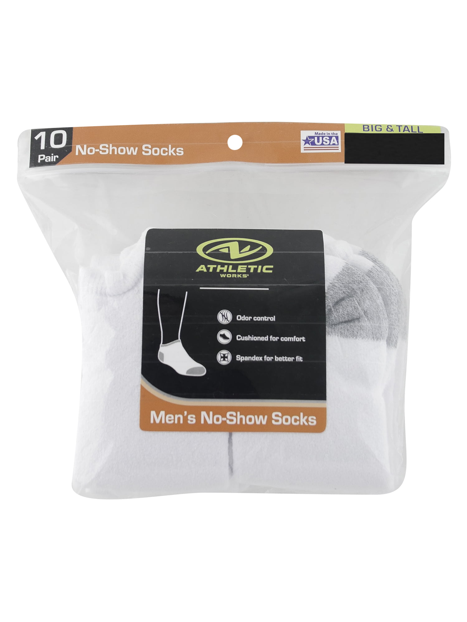 Big and Tall No Show Socks 10 Pack 