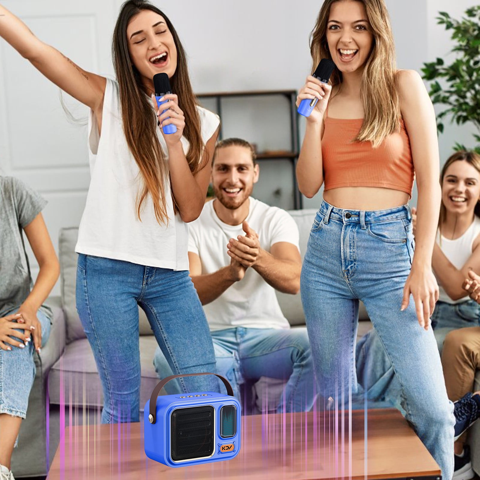Byujiro Mini Karaoke Machine with 1 Wireless Microphones, Handheld Singing and Microphone Integrated Mini Bluetooth Speaker Handheld Portable Microphone Speaker