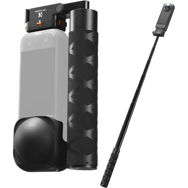 REJODA-K&F CONCEPT Magnetic Quick Release Foldable Selfie Stick Compatible with Insta360 X5, Insta360 X4 Air, 89cm/35inch Aluminum Alloy Extension Rod Invisible Pole, Adjustable Handle Grip with Safe