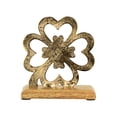 thumbnail image 4 of Northlight Four Leaf Clover Metal Decoration with Wooden Base - 6.5", 4 of 5
