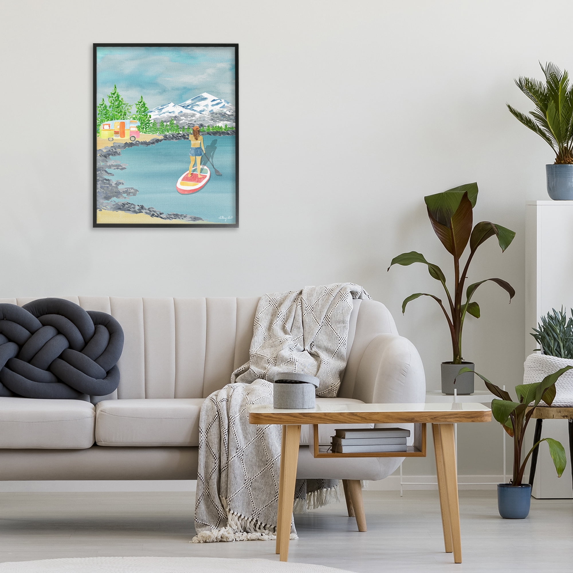 Stupell Industries Lake Tahoe Paddle Boarding Black Framed Giclee Art, design by Hillary Holt