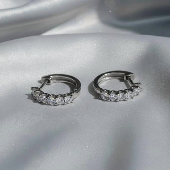 2Ct Round Cut Real Moissanite Diamond Hoop Earring 14K White Gold Plated