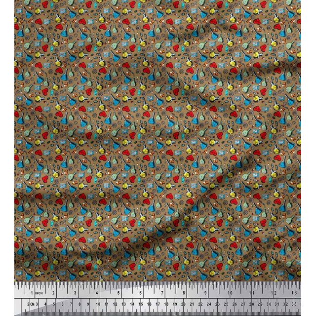 Soimoi Poly Georgette Fabric Scientific Lab Equipments Education Theme Decor Fabric Printed Yard 52 Inch Wide