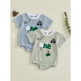 thumbnail image 3 of Cenuakty Baby 6M 12M 18M Boy Summer Romper Casual Golf-themed Embroidered Striped Crew Neck Short Sleeve Infant Jumpsuit, 3 of 9