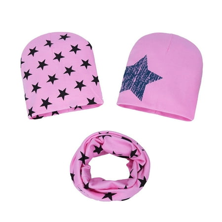 

TAIAOJING Kids Baseball Cap Hat Sets Autumn Prints Kids Toddler Winter 3PC Baby Cap Scarf Hat Collars Hats Baby Care
