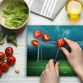 thumbnail image 3 of Soccer Cutting Board, Soccer Goal Post Sports Area Winner Loser Line Floodlit Best Team Finals Game Theme, Decorative Tempered Glass Cutting and Serving Board, Large Size, Green Blue, by Ambesonne, 3 of 5