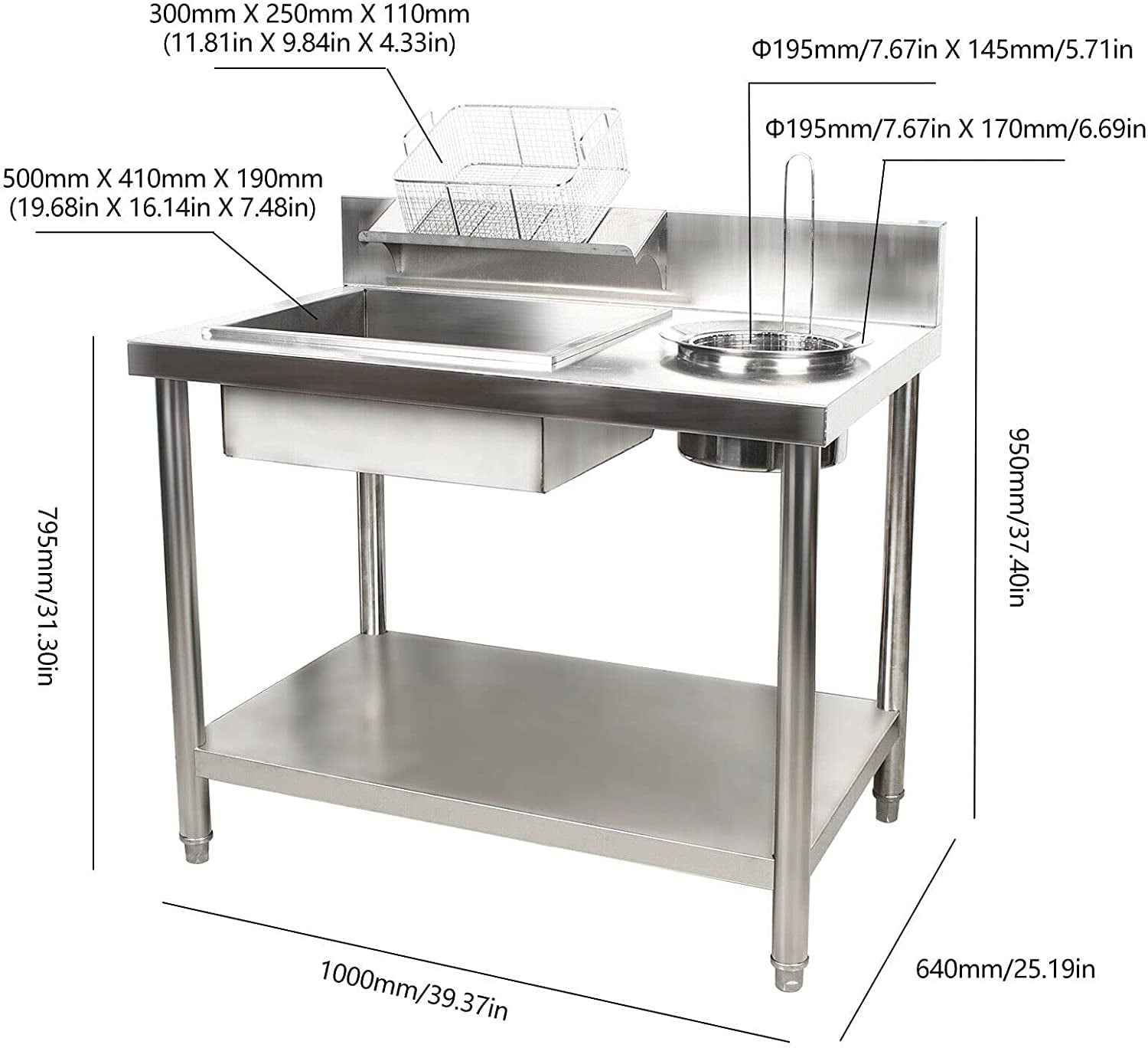 Breading Table with stainless Steel Container not Plastic 
