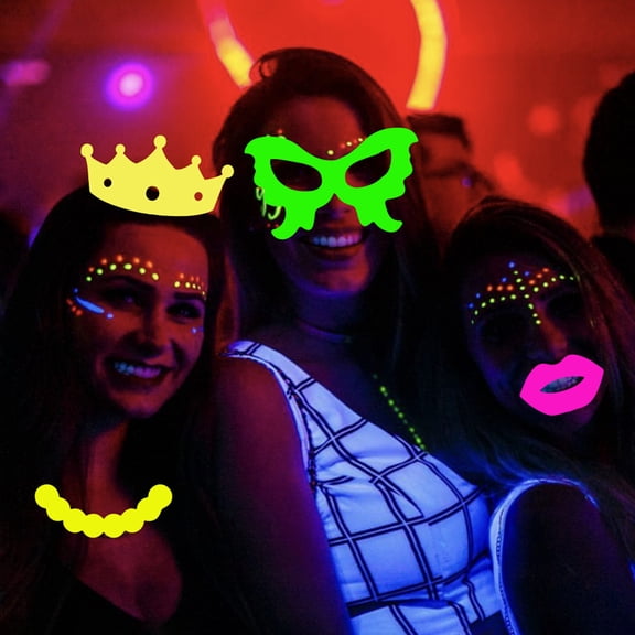 Dserhfy 17Pcs Glow Neon Photo Booth Props Fully Assembled Fluorescent Birthday Party Fun Photo Shoot Accessories
