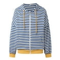 thumbnail image 4 of Womens Zip Up Hoodies Striped Fashion Sweatshirts Long Sleeve Jacket With Pockets 2024 Teen Girls Fashion Clothes Sweatcoat Zip up Sweatshirt Women Zipper Front Hoodies Hooded Sweatshirt Womens Hooded, 4 of 7