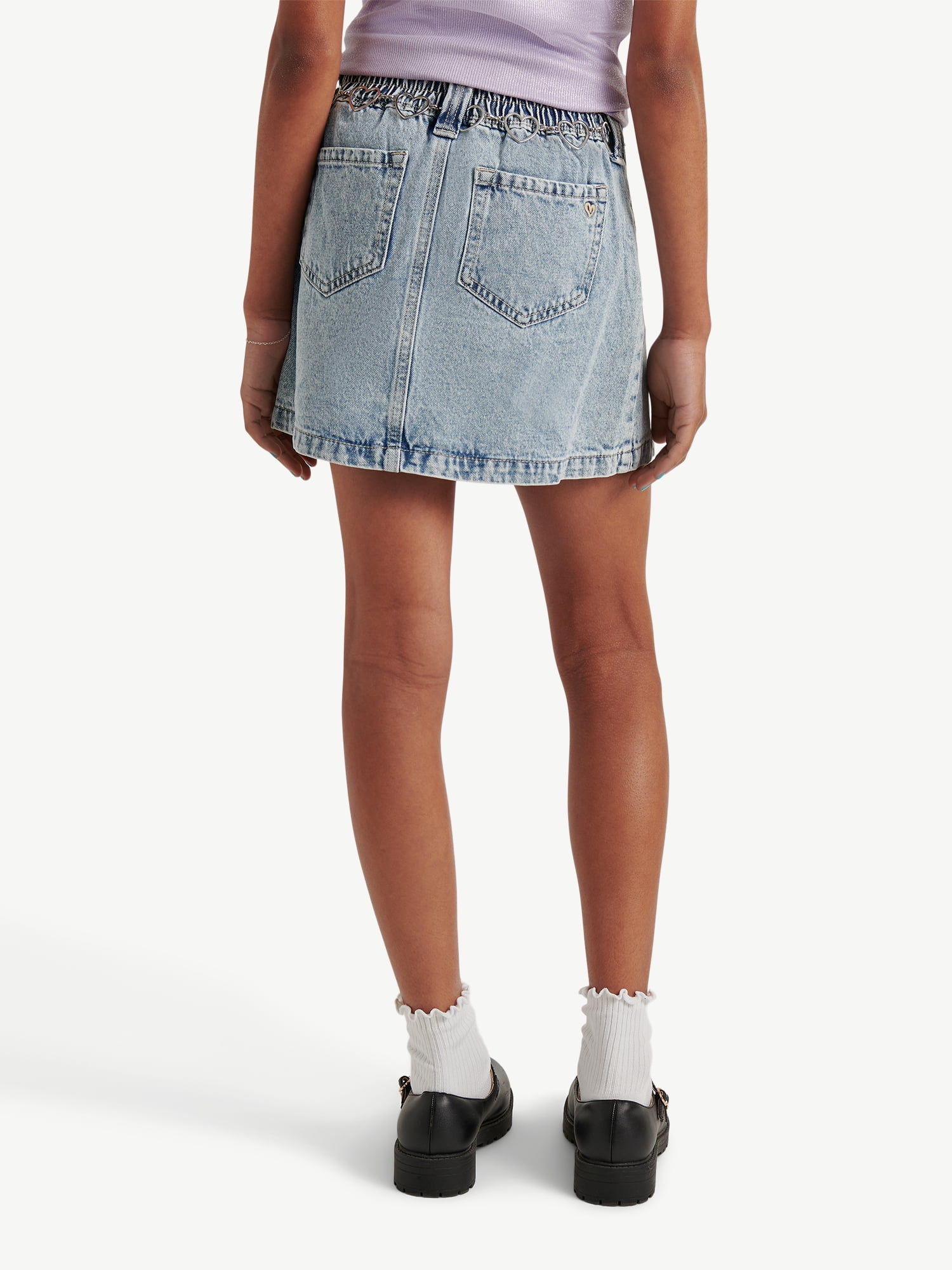 Justice Girls Front Pleat with Chain Denim Skirt, Sizes XS - XLP