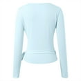 thumbnail image 5 of Blusa corta de manga larga con cuello en V profundo y lazo para mujer: corte ajustado, color liso, tirantes ajustables, tallas S-L para hacer ejercicio o llevar de forma informal., 5 of 5