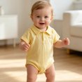 thumbnail image 2 of Hrsba Infant Romper Boy,Solid Color Short Sleeve Embroidery Bodysuit For Toddler Boy 0-2Y, 2 of 5
