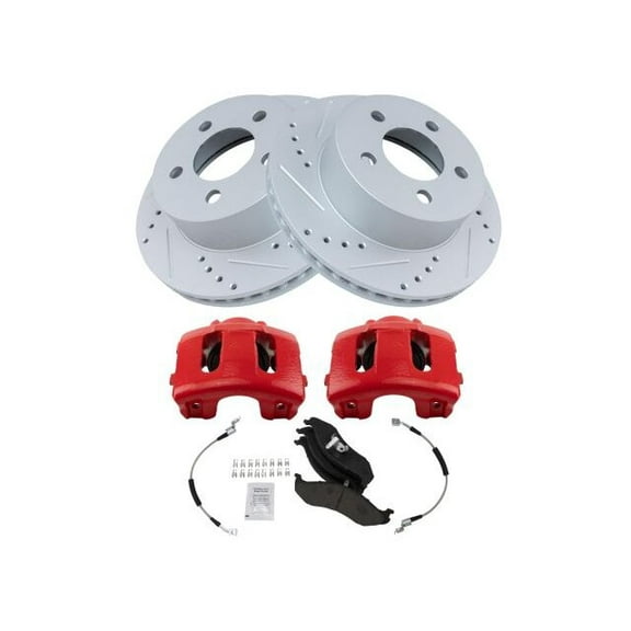 Front Brake Pad Rotor and Caliper Set - Compatible with 1997 - 2006 Jeep Wrangler 1998 1999 2000 2001 2002 2003 2004 2005