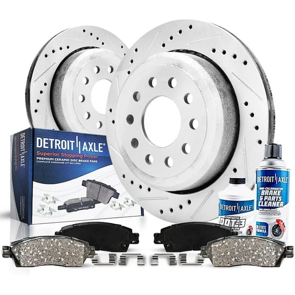 Detroit Axle - Front Brake Kit for 2004 2005 Volkswagen Passat, 11.34'' inch Drilled & Slotted Disc Brake Rotors Ceramic Brake Pads Replacement