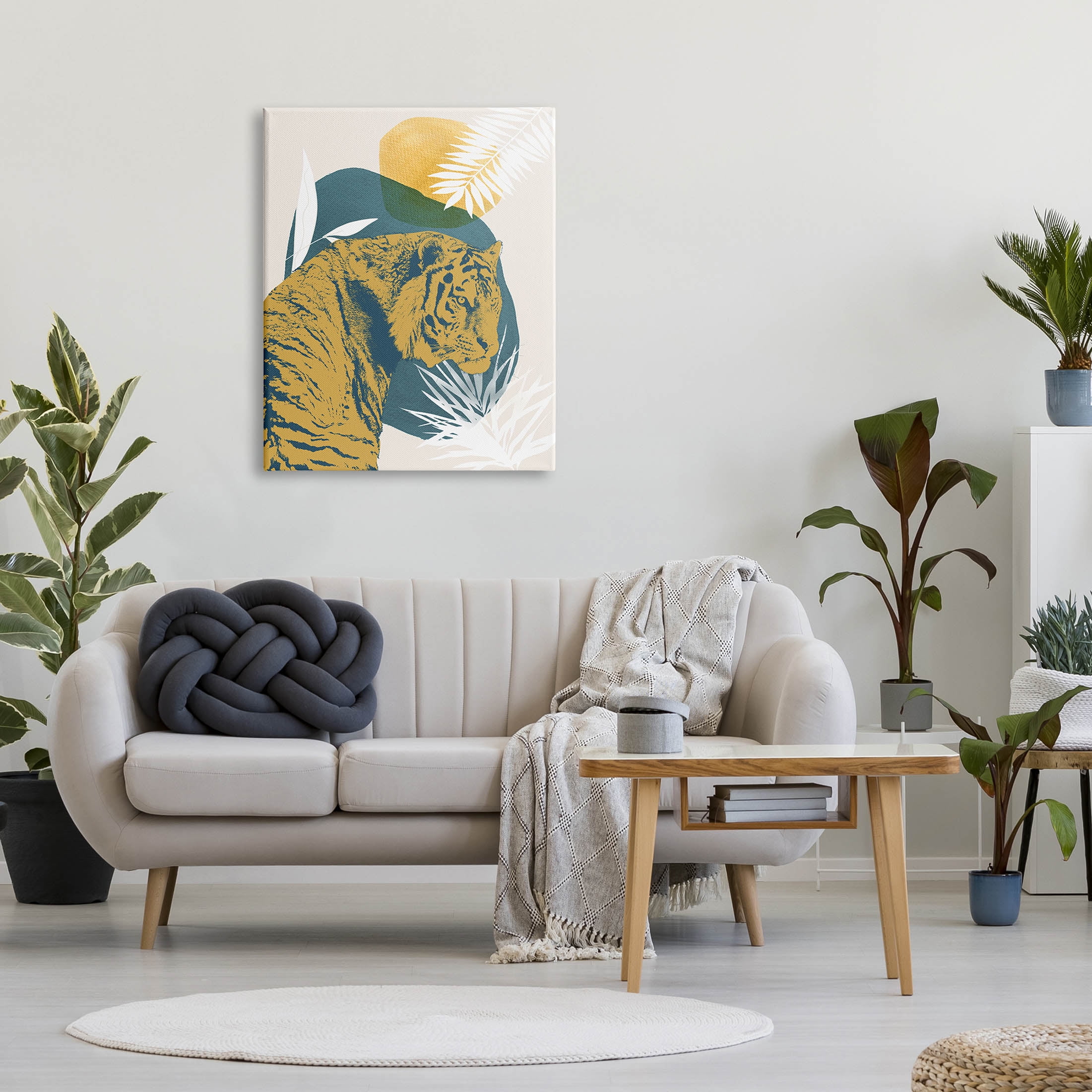 Stupell Industries Botanical Tiger Wildlife Collage Graphic Art Gallery Wrapped Canvas Print Wall Art, Design by Carol Robinson