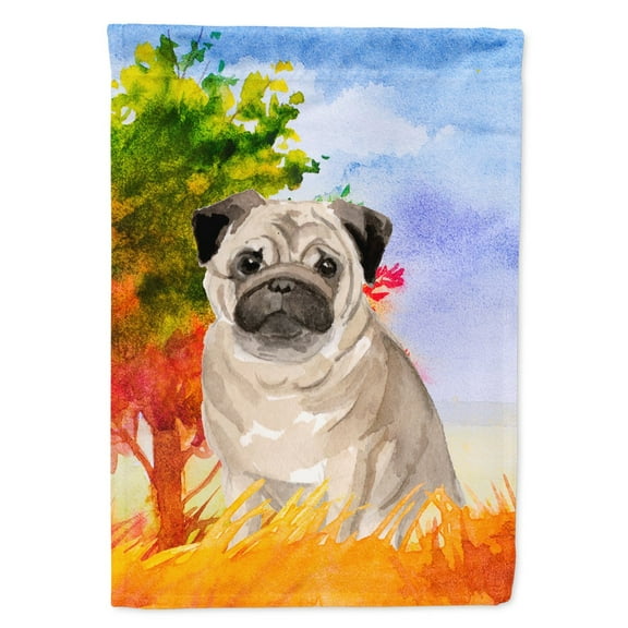 Carolines Treasures CK1934GF Fall Fawn Pug Flag Garden Size  Small multicolor