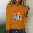 thumbnail image 2 of IROINNID Pink Tops for Women Spring Printed Long Sleeve Round Neck Casual Tee ,Yellow, 2 of 5