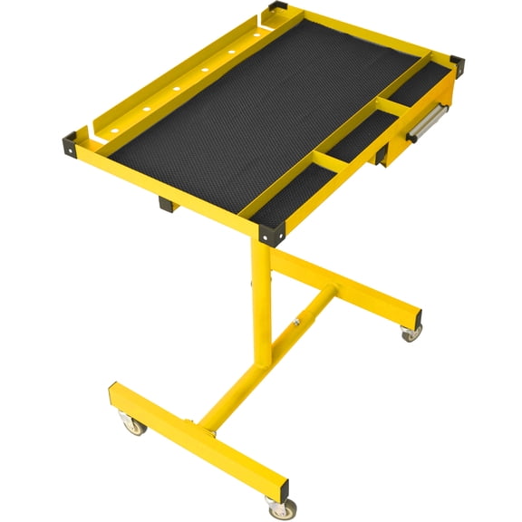LiviNest Adjustable Height Work Table with Drawer: Steel Mobile Workbench for Electronics Repair - Tool Organization Station with Casters & Protective Liner for Small Workshops & DIY Projects