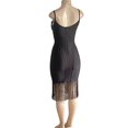 thumbnail image 3 of Women's Strappy Top Cutout Tassel Fringe Hem Bodycon Fit Midi Bandage Dress Black L, 3 of 7