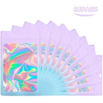 SJPACK Holographic Mylar Bags, 200 Pack Smell Proof Bags Resealable Food Storage Bag for Sample Snack Cookies Jewelry (Purple Blue 4*6'')