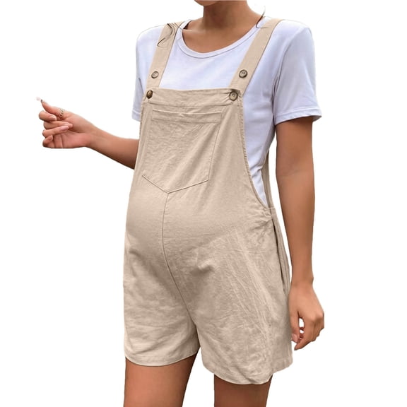 ZVNAΖH Maternity Overall Shorts, Comfy Adjustable Waist Casual Breathable Overall Shorts, Summer 5 Inch Pregnancy Short Overalls