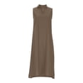 thumbnail image 6 of CHGBMOK Womens Casual Linen Dress Sleeveless V Neck Loose Maxi Dress Solid Loose Flowy Beach Vacation Sundress, 6 of 8