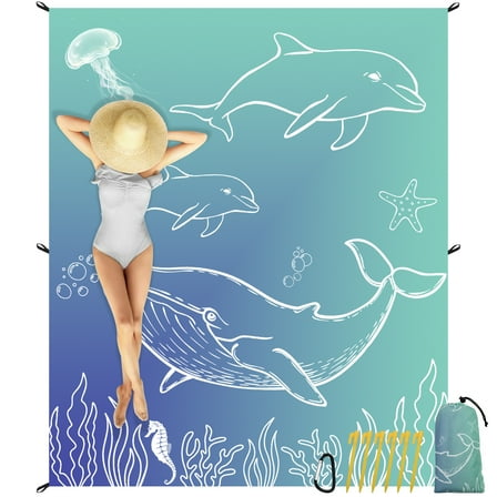 Beach Blanket Waterproof Sand, Large Beach Mat with Portable Storage Bag, Light and Compact Sand Mat, Suitable for Outdoor Travel Camping Hiking, Outdoor Beach Accessories(80*95in)