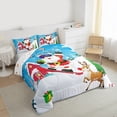 thumbnail image 3 of Feelyou Merry Christmas Child Queen Comforter Set, Skiing Santa Claus Bedding Sets, Cartoon Deer Animal Reversible Bedding Comforter Set, Breathable Home Decor, 3-Piece, 3 of 8