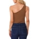 thumbnail image 3 of CAMISETA LEOTARDO REFINADA para Mujer de Un Hombro, Tejido Acanalado, Ajuste Slim, Tops de Cuerpo XS Café, 3 of 6