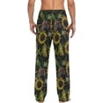thumbnail image 6 of Men's Pajama Pants with Pockets Sleepwear Lounge Pants Stretch Casual Retro Butterfly Sunflower, 6 of 6
