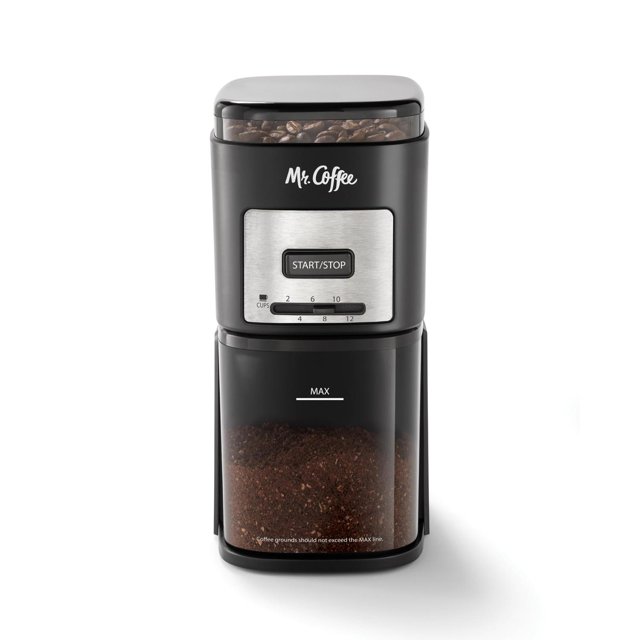 Molinillo de Café Automático Mr. Coffee Borde Negro e Inoxidable con 12 Molinos Personalizados